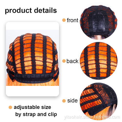FZY Wholesale price high quality synthetic fibre  wig cosplay  ombre orange short bob synthetic hair wig vendor